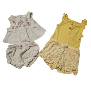Carter's Yellow and Cream Infant Outfit Sets (2) Sz Newborn EUC